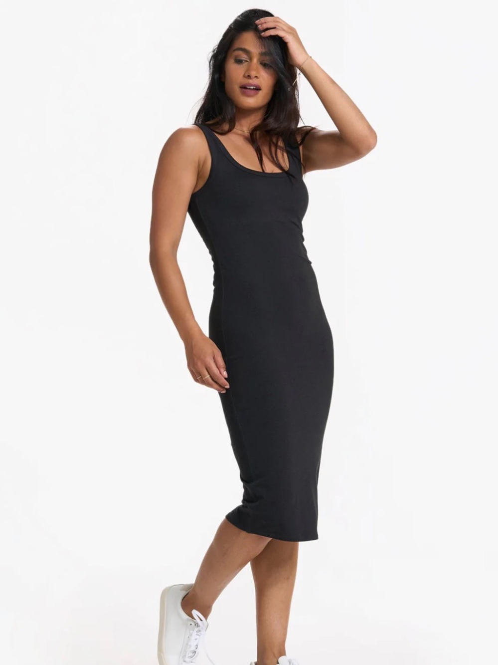 Vuori Halo Essential Midi Dress, Black Heather, L